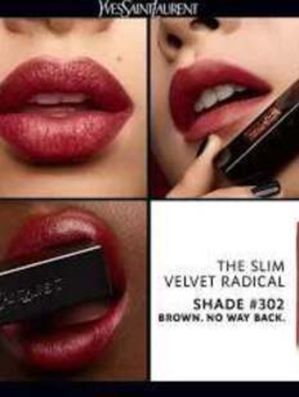NIB YSL The Slim Velvet Radical Matte Lipstick Brown No Way Back (302)